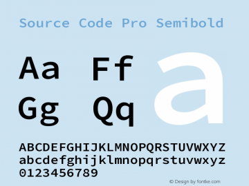 Source Code Pro Semibold Version 2.038;hotconv 1.0.116;makeotfexe 2.5.65601 Font Sample