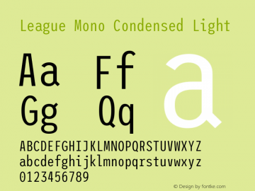 League Mono Condensed Light Version 2.220;RELEASE Font Sample