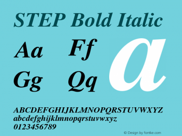 STEP Bold Italic Version 2.0.5 Font Sample