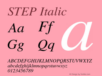 STEP Italic Version 2.0.5 Font Sample