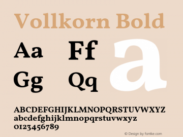 Vollkorn Bold Version 5.000; ttfautohint (v1.8.3)图片样张