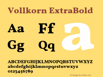 Vollkorn ExtraBold Version 5.000; ttfautohint (v1.8.3) Font Sample