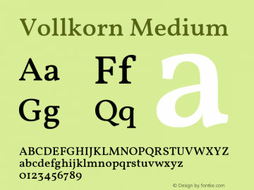 Vollkorn Medium Version 5.000; ttfautohint (v1.8.3) Font Sample