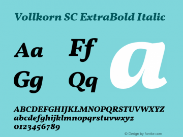 Vollkorn SC ExtraBold Italic Version 5.000; ttfautohint (v1.8.3) Font Sample