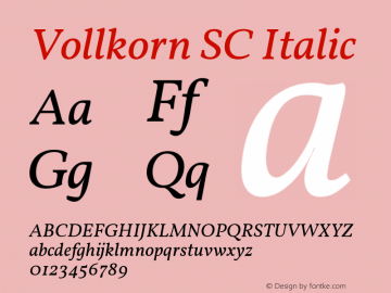 Vollkorn SC Italic Version 5.000; ttfautohint (v1.8.3) Font Sample