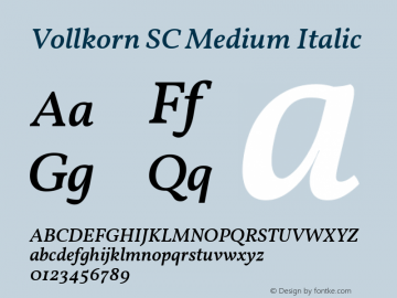 Vollkorn SC Medium Italic Version 5.000; ttfautohint (v1.8.3) Font Sample