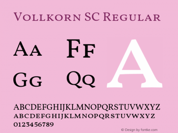 Vollkorn SC Regular Version 5.000; ttfautohint (v1.8.3) Font Sample