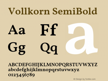 Vollkorn SemiBold Version 5.000; ttfautohint (v1.8.3)图片样张