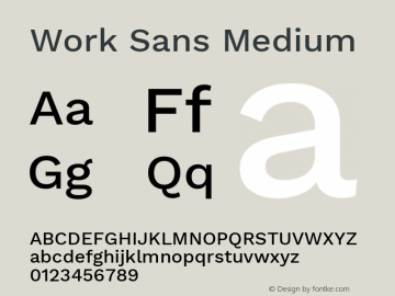 Work Sans Medium Version 2.010; ttfautohint (v1.8.3)图片样张