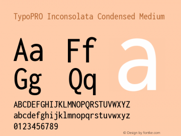 TypoPRO Inconsolata Condensed Medium Version 3.001; ttfautohint (v1.8.2.53-6de2)图片样张