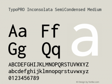 TypoPRO Inconsolata SemiCondensed Medium Version 3.001; ttfautohint (v1.8.2.53-6de2)图片样张
