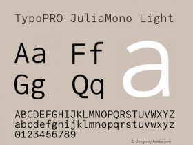 TypoPRO JuliaMono Light Version 0.018; ttfautohint (v1.8)图片样张