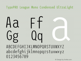 TypoPRO League Mono Condensed UltraLight Version 2.220;RELEASE图片样张