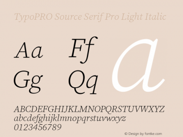 TypoPRO Source Serif Pro Light Italic Version 3.001;hotconv 1.0.111;makeotfexe 2.5.65597图片样张