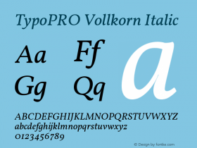 TypoPRO Vollkorn Italic Version 5.000; ttfautohint (v1.8.3) Font Sample