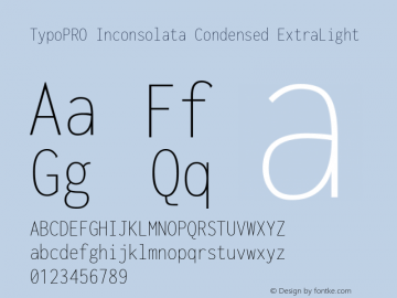 TypoPRO Inconsolata Condensed ExtraLight Version 3.001; ttfautohint (v1.8.2.53-6de2) Font Sample
