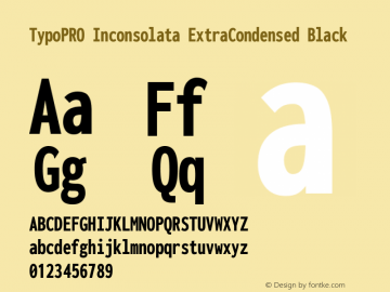 TypoPRO Inconsolata ExtraCondensed Black Version 3.001; ttfautohint (v1.8.2.53-6de2)图片样张