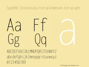 TypoPRO Inconsolata ExtraCondensed ExtraLight Version 3.001; ttfautohint (v1.8.2.53-6de2)图片样张