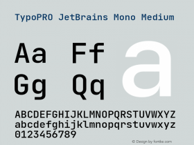 TypoPRO JetBrains Mono Medium Version 2.221; ttfautohint (v1.8.3) Font Sample