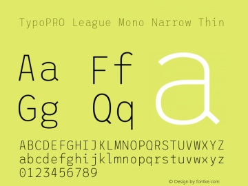 TypoPRO League Mono Narrow Thin Version 2.220;RELEASE图片样张