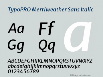 TypoPRO Merriweather Sans Italic Version 2.001; ttfautohint (v1.8.3)图片样张