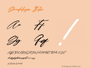 Guadalupe Italic Version 1.00;January 9, 2021;FontCreator 12.0.0.2563 64-bit Font Sample