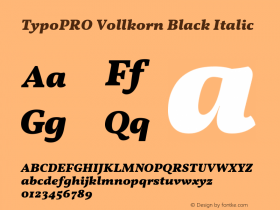 TypoPRO Vollkorn Black Italic Version 5.000; ttfautohint (v1.8.3) Font Sample