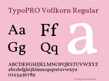 TypoPRO Vollkorn Regular Version 5.000; ttfautohint (v1.8.3) Font Sample