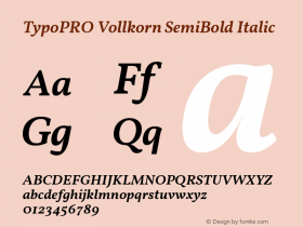 TypoPRO Vollkorn SemiBold Italic Version 5.000; ttfautohint (v1.8.3) Font Sample