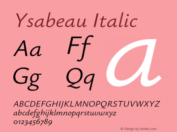 Ysabeau Italic Version 0.012;FEAKit 1.0图片样张