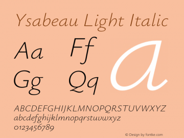 Ysabeau Light Italic Version 0.012;FEAKit 1.0图片样张