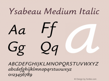 Ysabeau Medium Italic Version 0.012;FEAKit 1.0图片样张