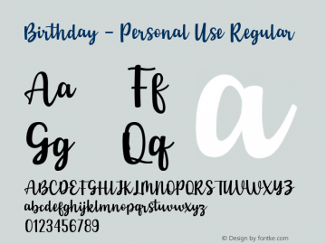 Birthday - Personal Use Version 1.00;January 14, 2021;FontCreator 11.5.0.2421 32-bit图片样张