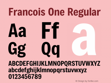 Francois One Regular Version 3.114; ttfautohint (v1.8.3)图片样张