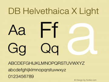 DB Helvethaica X Light Version 3.200 Font Sample