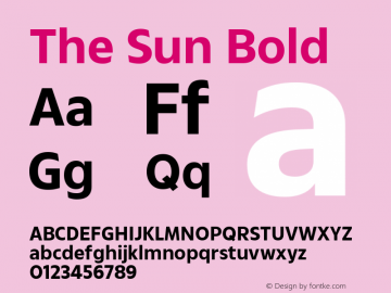 The Sun Bold Version 1.00 Font Sample