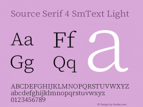 Source Serif 4 SmText Light Version 4.004;hotconv 1.0.117;makeotfexe 2.5.65602 Font Sample