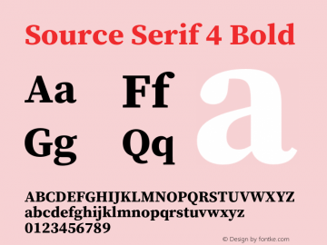 Source Serif 4 Bold Version 4.004;hotconv 1.0.117;makeotfexe 2.5.65602 Font Sample