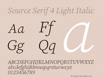 Source Serif 4 Light Italic Version 4.004;hotconv 1.0.117;makeotfexe 2.5.65602 Font Sample