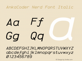 AnkaCoder Italic Nerd Font Complete Version 001.100;Nerd Fonts 2 Font Sample