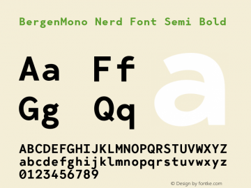 Bergen Mono Semi Bold Nerd Font Complete Version 1.000;PS 001.000;hotconv 1.0.70;makeotf.lib2.5.58329 Font Sample