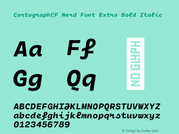 Cartograph CF Extra Bold Italic Nerd Font Complete Version 2.100图片样张