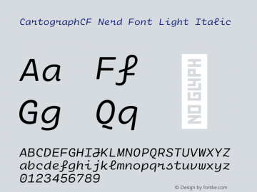 Cartograph CF Light Italic Nerd Font Complete Version 2.100 Font Sample