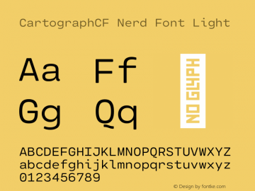 Cartograph CF Light Nerd Font Complete Version 2.100图片样张