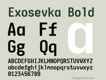 Exosevka Bold Version 4.5.0; ttfautohint (v1.8.3) Font Sample