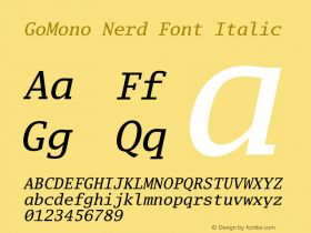 Go Mono Italic Nerd Font Complete Version 2.004; ttfautohint (v1.5)图片样张