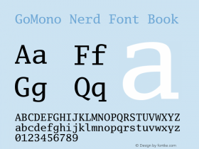 Go Mono Nerd Font Complete Version 2.004; ttfautohint (v1.5)图片样张