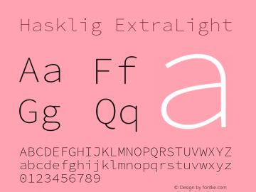 Hasklig ExtraLight Version 2.032;hotconv 1.0.117;makeotfexe 2.5.65602图片样张