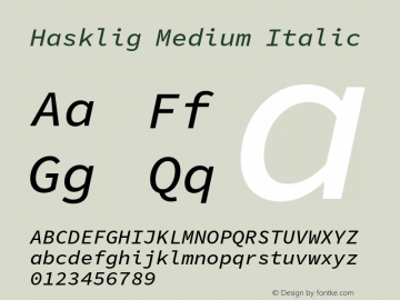 Hasklig Medium Italic Version 1.052;hotconv 1.0.117;makeotfexe 2.5.65602图片样张
