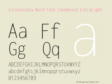 Inconsolata Condensed ExtraLight Nerd Font Complete Version 3.001 Font Sample